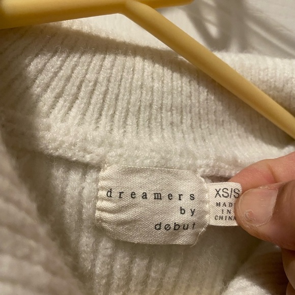DREAMERS BY DEBUT Cream and black Ribbed Half-Zip Sweater Size XS/S - Picture 3 of 6